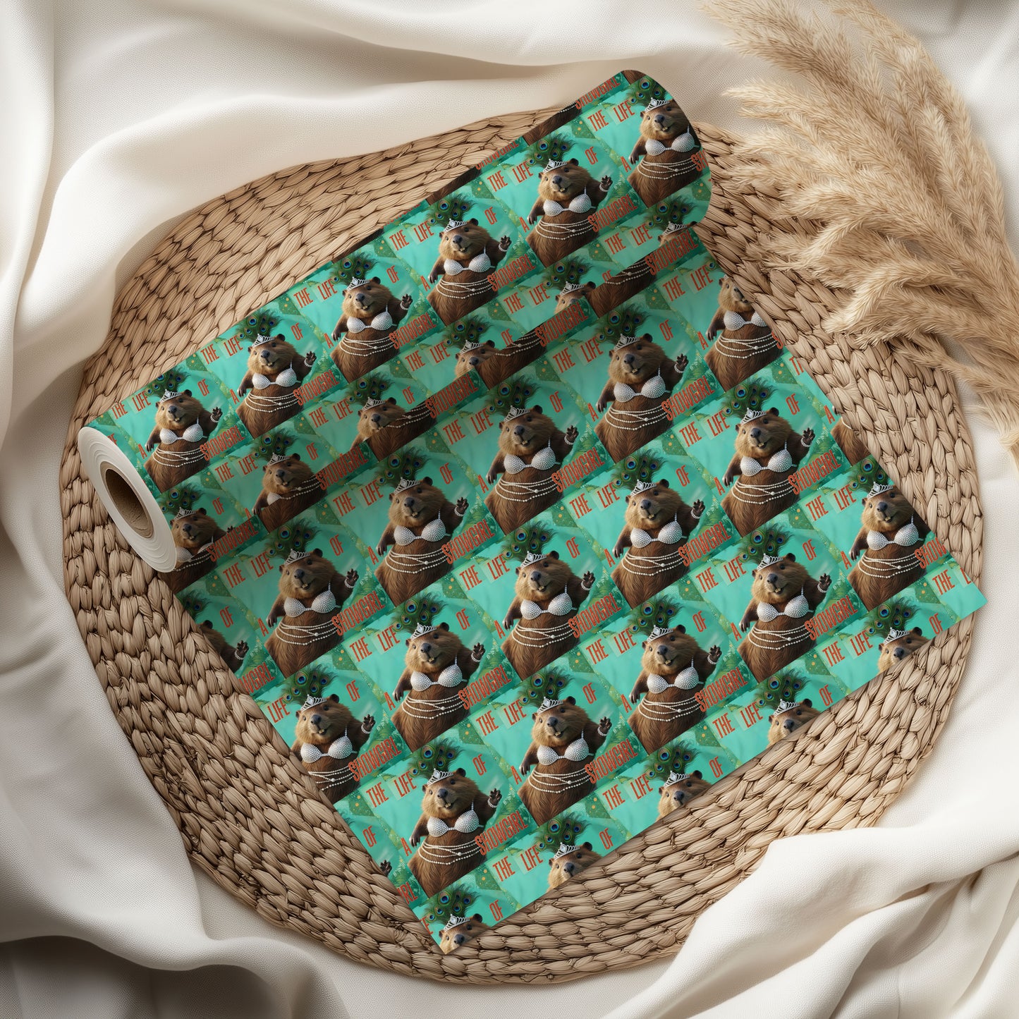 Beaver Aqua Green Wrapping Paper
