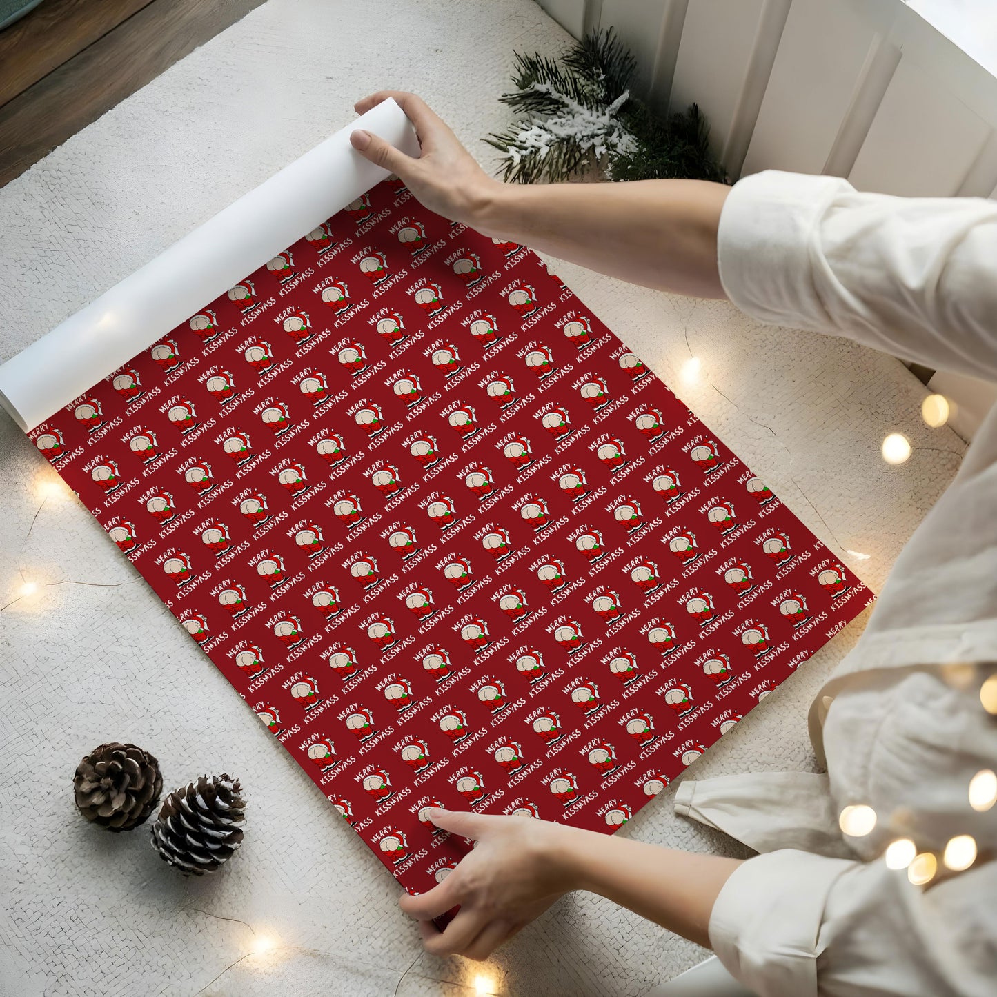 Merry Kissmyass Santa Christmas Wrapping Paper Sheets