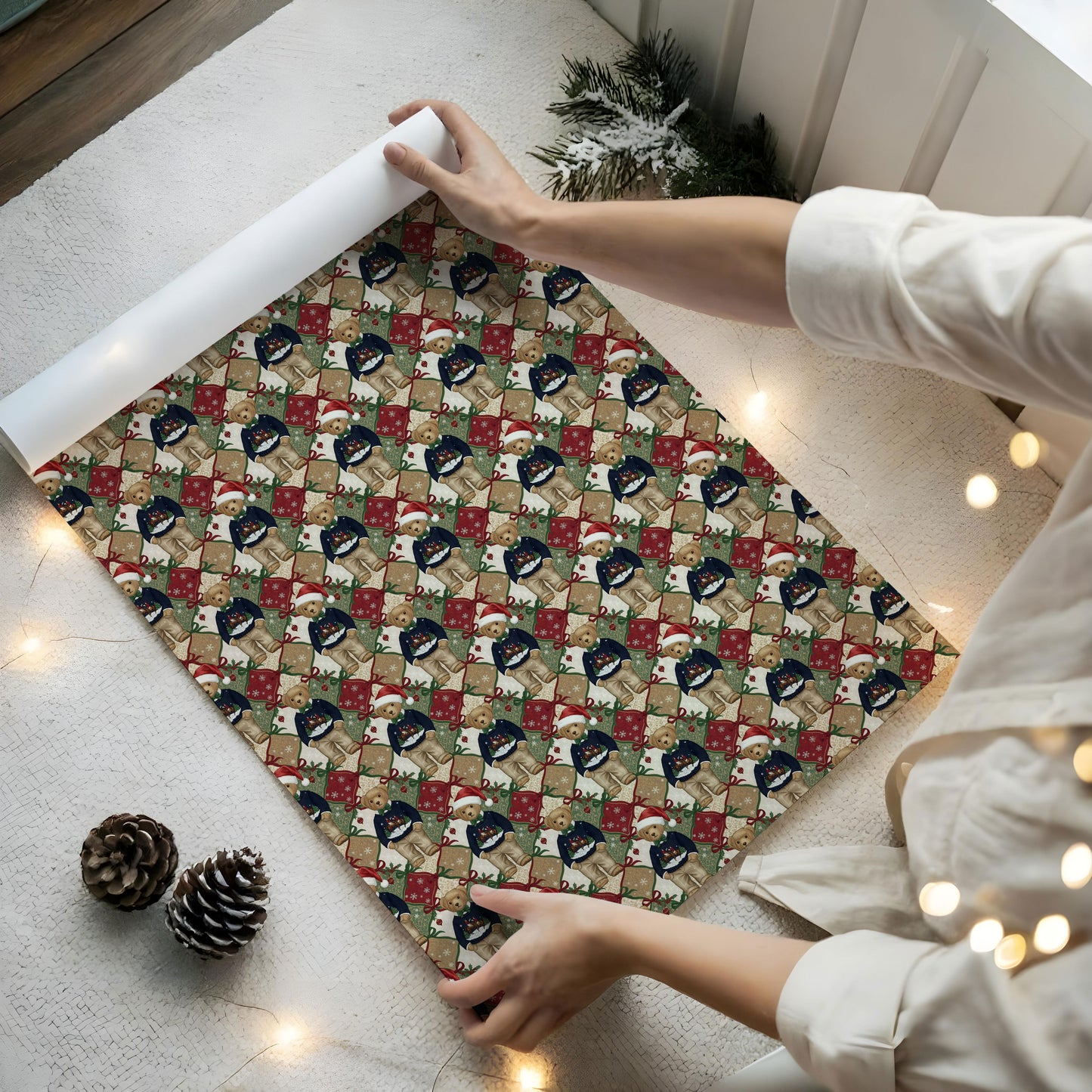 Teddy Santa Christmas Wrapping Paper