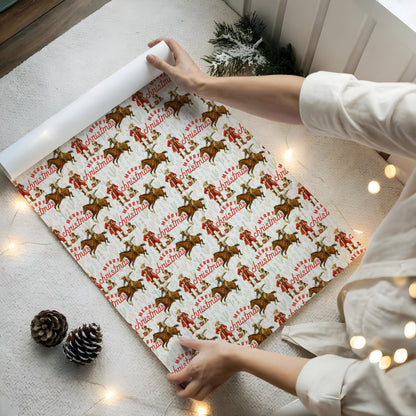 Santa Cowboy Christmas Wrapping Paper - Western Gift Wrap