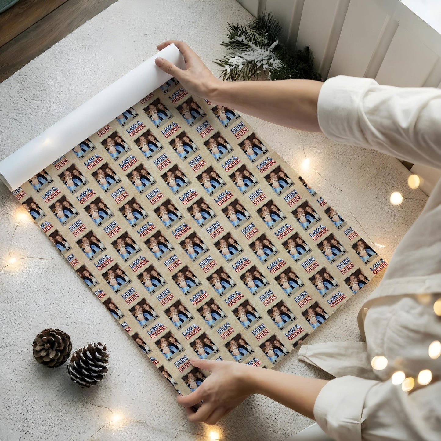 Funny Law And Order Gift Wrap, Crime Show Wrapping Paper