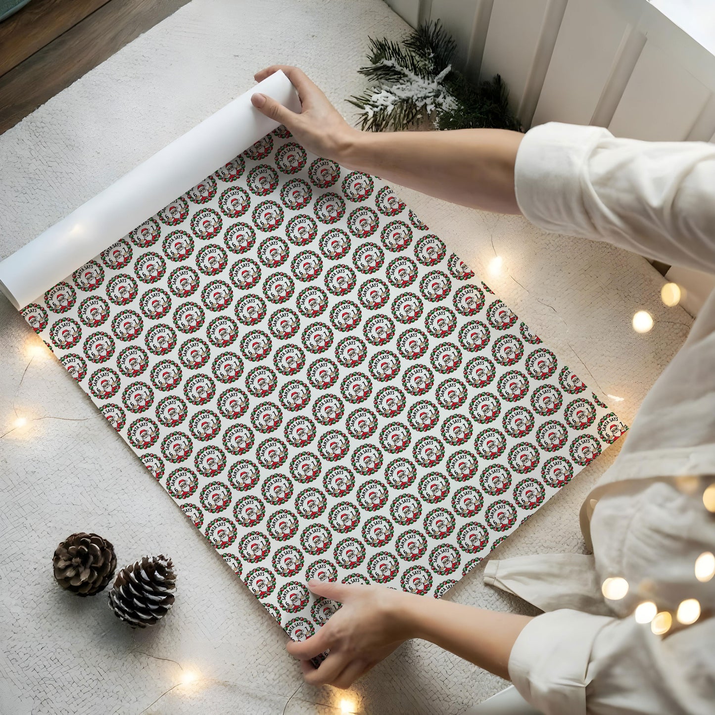 6 7 Santa Says Christmas Wrapping Paper Sheets