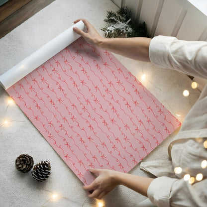 Pink Bow Gift Wrap Sheet