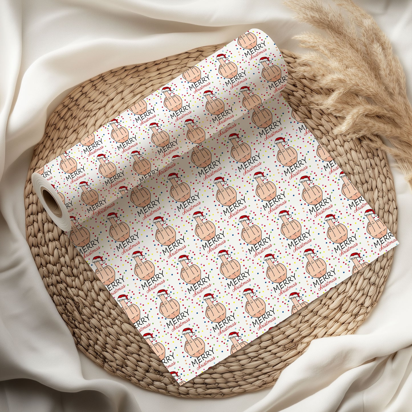 Christmas Middle Finger Wrapping Paper for Presents
